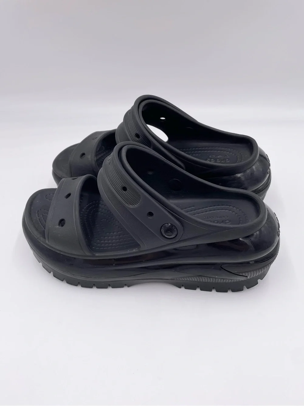 Crocs Classic Mega Crush Platform Wedge Sandals Black Women's Size 9 Men's 7